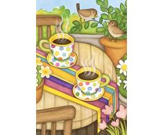 Toland Home Garden Coffee and Wrens 31,5x45,7 cm Dekorative süße Frühlings-Morgen-Joe Trinkbecher Blume Vogel Garten Flagge