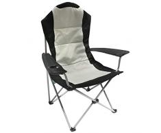 Homecall Klappbarer Campingstuhl mit Armlehne und Becherhalter - (Schwarz/Creme-Weiß)