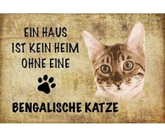 Schatzmix EIN Haus ist kein heim ohne eine bengalische Katze Metal Sign deko Schild Blech Garten