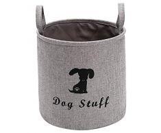 Morezi Aufbewahrungsbox für Hundespielzeug, Leinen-Baumwoll-Mischgewebe, rund, mit Griff, für Hundekorb, Truhe - perfekt für die Organisation von Haustier-Spielzeug, Decken, Leinen.
