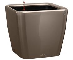 LECHUZA QUADRO Premium LS 21, Taupe Hochglanz, Hochwertiger Kunststoff, Inkl. Bewässerungssystem, Herausnehmbarer Pflanzeinsatz, Für Innen- und Außenbereich, 16125