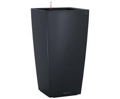 LECHUZA CUBICO Color 22, Schiefergrau, Hochwertiger Kunststoff, Inkl. Bewässerungssystem, Herausnehmbarer Pflanzeinsatz, Für Innen- und Außenbereich, 13164