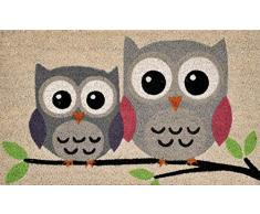 Verdemax 5471 Viereckige Fußmatte mit Eulen, Blau