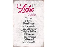 Schatzmix Rezept Liebe zutaten Seelen Herzen Metal Sign deko Schild Blech Garten