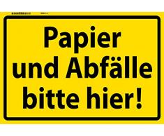 Schatzmix Papier und Abfälle Bitte Hier! Warnschild Metal Sign deko Schild Blech Garten