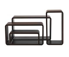 King Home m1106012/A Set 4 Stück Regal rechteckig abgerundet, Walnuss, 50 30h 45 25h 40 20h 35 x 16 x 15h, 50X16X30H 45X16X25H 40X16X20H 35X16X15H