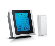 Brandson Funk Wetterstation inkl. Außensensor - LED Displaybeleuchtung - Innen und Außentemperatur - Hygrometer - Wecker UVM.