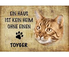 Schatzmix EIN Haus ist kein heim ohne eine Toyger Katze Metal Sign deko Schild Blech Garten