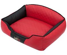 HobbyDog LELICZC8 Hundebett/Sofa / Korb Elite mit Kunstleder, rot/schwarz, L 65 x 50 x 24 cm