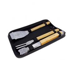 Brisa VW Collection - Volkswagen T1 Bulli Bus Edelstahl Grill-Besteck-Zange-Gabel-Wender, Geschenk-Idee/Grill-Zubehör/Outdoor (3-teilig mit Tragetasche)