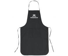 Geschenke mit Namen Grillschürze, Chefkoch mit Aufdruck KÜCHENPRINZESSIN, schwarz, aus Baumwolle, One Size