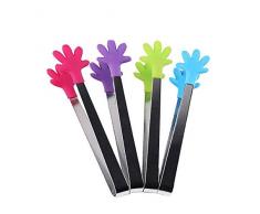 Hillento 4 Stück Mini-Zange / Eiszange mit perfekt gestalteten Silikon-Handform Zange beste Küchenhelfer, für Muffins, Pfannkuchen, Kekse, Schokolade