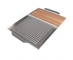 Rustler Grillplatte aus rostfreiem Edelstahl mit Räucherbrett | Grillplanke aus 100% original kanadischem Zedernholz | 45 x 30,5 x 3 cm | zum Grillen von Fleisch, Fisch und Gemüse