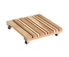 WAGNER Pflanzenroller FENG Shui 28 x 28 x 5,5 cm I Pflanzenroller für Innenbereich, Erle Natur I Blumenroller aus FSC®-Massivholz I Kübelroller aus Holz I Tragkraft 100 kg I Made in EU - 20023001