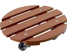 Metafranc WPC-Pflanzenroller Ø 300 mm-60 kg Tragkraft-Braun-PP-Räder-Feststeller-Witterungsbeständig/Outdoorroller/Untersetzer mit Rollen/Transporthilfe für Pflanzen / 825120