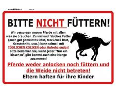 Schatzmix Bitte Nicht Füttern! Warnschild Pferd Metal Sign deko Schild Blech Garten