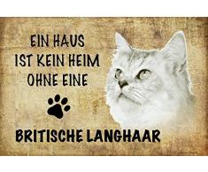 Schatzmix EIN Haus ist kein heim ohne eine Britische langhaar Katze Metal Sign deko Schild Blech Garten