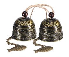 Chuangdi 2 Stücke Fengshui Glocke Vintage Dragon Bell Fengshui Windspiele für Hausgarten Hängen Glück Segen
