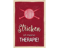 Schatzmix Stricken ist Meine Therapie! Whisky Lustig Spruch Metal Sign deko Schild Blech Garten