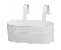 Siena Garden Blumenkasten oval, Pflanzkasten, Blumentop, weiß, inkl. Halter, 722642