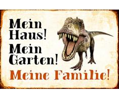 Schatzmix Mein Haus! Mein Garten! Meine Familie! Dinosaur Jurassic Metal Sign deko Schild Blech Garten