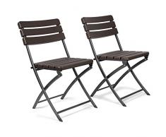 Vanage Gartenstuhl in braun - klappbare Gartenstühle im 2er Set - hochwertige Klappsessel in Holzoptik - Hochlehner - pflegeleichter Klappstuhl