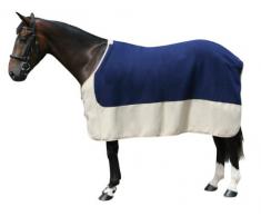 PFIFF 100982 Pferde Polarfleecedecke Costa, Fleecedecke Pferdedecke, Blau / Beige 155