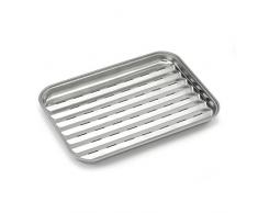 Grillpfanne Edelstahl wiederverwendbare Grillschale eckige Universal 34,5 x 24 cm