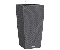 LECHUZA CUBICO Cottage 40, Granit, Hochwertiger Kunststoff, Inkl. Bewässerungssystem, Herausnehmbarer Pflanzeinsatz, Für Innen- und Außenbereich, 15242