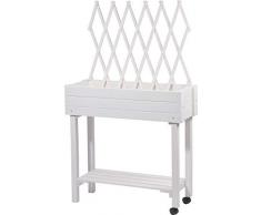 dobar 58186e Vielseitiges Hochbeet mit integrierter Rankhilfe, Rollbares Tischbeet für Terrasse und Balkon, 79 x 28,5 x 130 cm, Fichte, Weiß