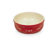 Nobby 73350 Katzen Keramik Schale, Ø 13,5 cm, rot-beige