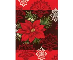 Toland Home Gartenflagge mit Weihnachtsstern, roter Damast, dekorativ, bunt Gartenflagge, 31,8 x 45,7 cm Garden Flag (12.5 x 18)