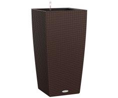 LECHUZA CUBICO Cottage 40, Mokka, Hochwertiger Kunststoff, Inkl. Bewässerungssystem, Herausnehmbarer Pflanzeinsatz, Für Innen- und Außenbereich, 15245