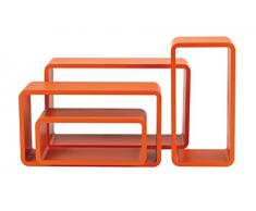 King Home m1106012/und Set 4 Stück Regal rechteckig abgerundet, Orange, 50 x 16 x 30h 45 x 16 x 25h 40 x 16 x 20h 35 x 16 x 15h