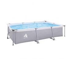 Jilong eckiger Stahlrahmen XL Familien Pool Grau 3x2 m Stahlrahmenbecken Garten Schwimmbecken Schwimmbad Planschbecken, 169