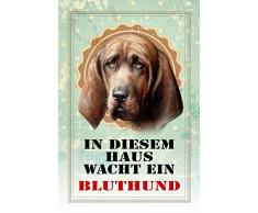 Schatzmix In diesem Haus wacht EIN Bluthund Bloodhound Hund Metal Sign deko Schild Blech Garten