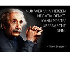 Schatzmix Albert Einstein - nur wer von Herzen negativ Denkt, kann positiv überrascht Sein Spruch Metal Sign deko Schild Blech Garten
