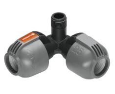 Gardena Sprinklersystem Winkelstück mit Außengewinde: Verbindungsstück für Anschluss im Eckbereich von Versenkregner T 380, 25 mm x 1/2 Zoll, Quick&Easy Verbindungstechnik (2782-20)