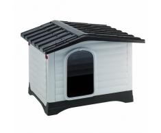 Ferplast Outdoor Hundehütte Dogvilla 90 Lodge für Hunde mit zu öffnender Seitenwand, aus schlag- und UV-beständigem Thermoplast, Lüftungsgitter, 88 x 72 x 65 cm