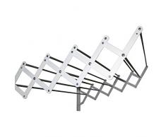 Sauvic 89765 - Wäscheständer, ausziehbarer, kunststoffbeschichtet weiß, mit 10 Aluminium Stäbe, 120 cm.