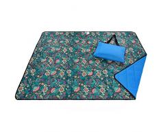 Roebury Outdoor Picknickdecke für die Ganze Familie 140 x 180 cm - Wärmeisoliert & Wasserdicht mit Tragegriff. Campingdecke Stranddecke Reisedecke für Jeden Untergrund (Blau)