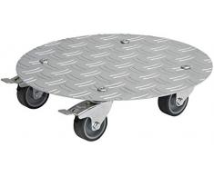 WAGNER Pflanzenroller ALASKA Ø 30 x 7,5 cm I Pflanzenroller & Blumenroller für Außenbereich + Innenbereich I Kübelroller Aluminium I 2 Total-Feststeller I Tragkraft 150 kg I Made in Germany - 20700501