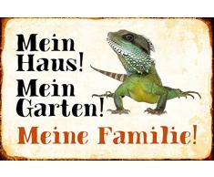 Schatzmix Mein Haus! Mein Garten! Meine Familie! Echse Lizard Metal Sign deko Schild Blech Garten