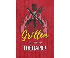 Schatzmix Grillen ist Meine Therapie! Whisky Lustig Spruch Metal Sign deko Schild Blech Garten