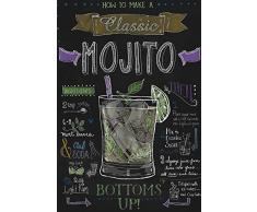 Schatzmix Cocktail Rezept Recipe Mojito Rum Minze Anleitung schwarz Hintergrund Metal Sign deko Sign Garten Blech