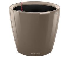 Lechuza 16065 CLASSICO Premium LS 35 Herausnehmbarer Pflanzeinsatz mit patentiertem Griffrahmen, Taupe Hochglanz, Hochwertiger Kunststoff, Inkl. Bewässerungssystem, Für Innenraumbegrünung