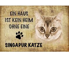 Schatzmix EIN Haus ist kein heim ohne eine Singapur Katze Metal Sign deko Schild Blech Garten