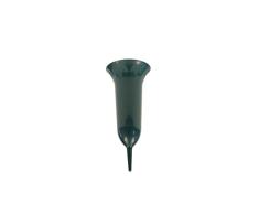 greemotion Grabvase Grün, Steckvase 1,3L, Vase für Grab 42cm, Grabdeko Kunststoff, Blumenvase für Grab, Trauerschmuck Blumen-Vase, robuste Friedhofsvase, witterungsbeständiger Grabschmuck