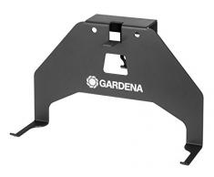 GARDENA Wandhalterung: Wandhalter für GARDENA (smart) SILENO/SILENO+ Mähroboter, Schutz vor Sonne und Regen, platzsparende Aufbewahrung, einfach zu montieren, Wandhalter aus Metall in Grau (4042-20)