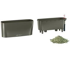 LECHUZA 15466 DELTA 10 Herausnehmbarer Pflanzeinsatz, Taupe Hochglanz, Hochwertiger Kunststoff, Inkl. Bewässerungssystem, für Innenraumbegrünung